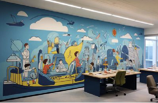 桃园办公室墙绘的特点。