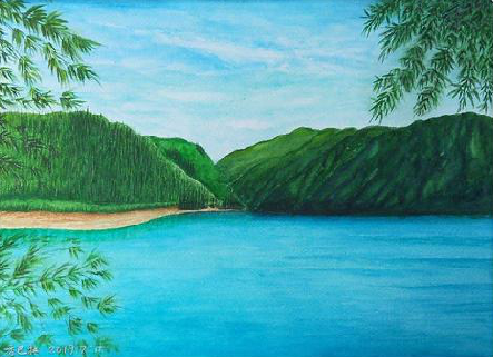 桃园在墙绘中，如何绘画绿水青山？